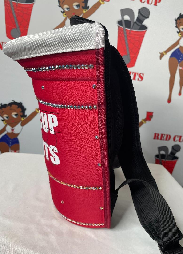 Large Red Cup Backpack Designed with Crystal Rhinestones