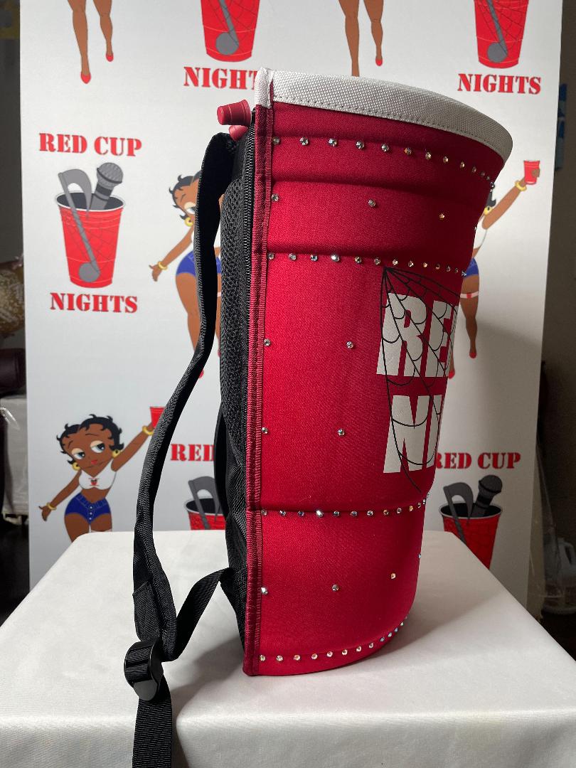 Large Red Cup Backpack Designed with Crystal Rhinestones